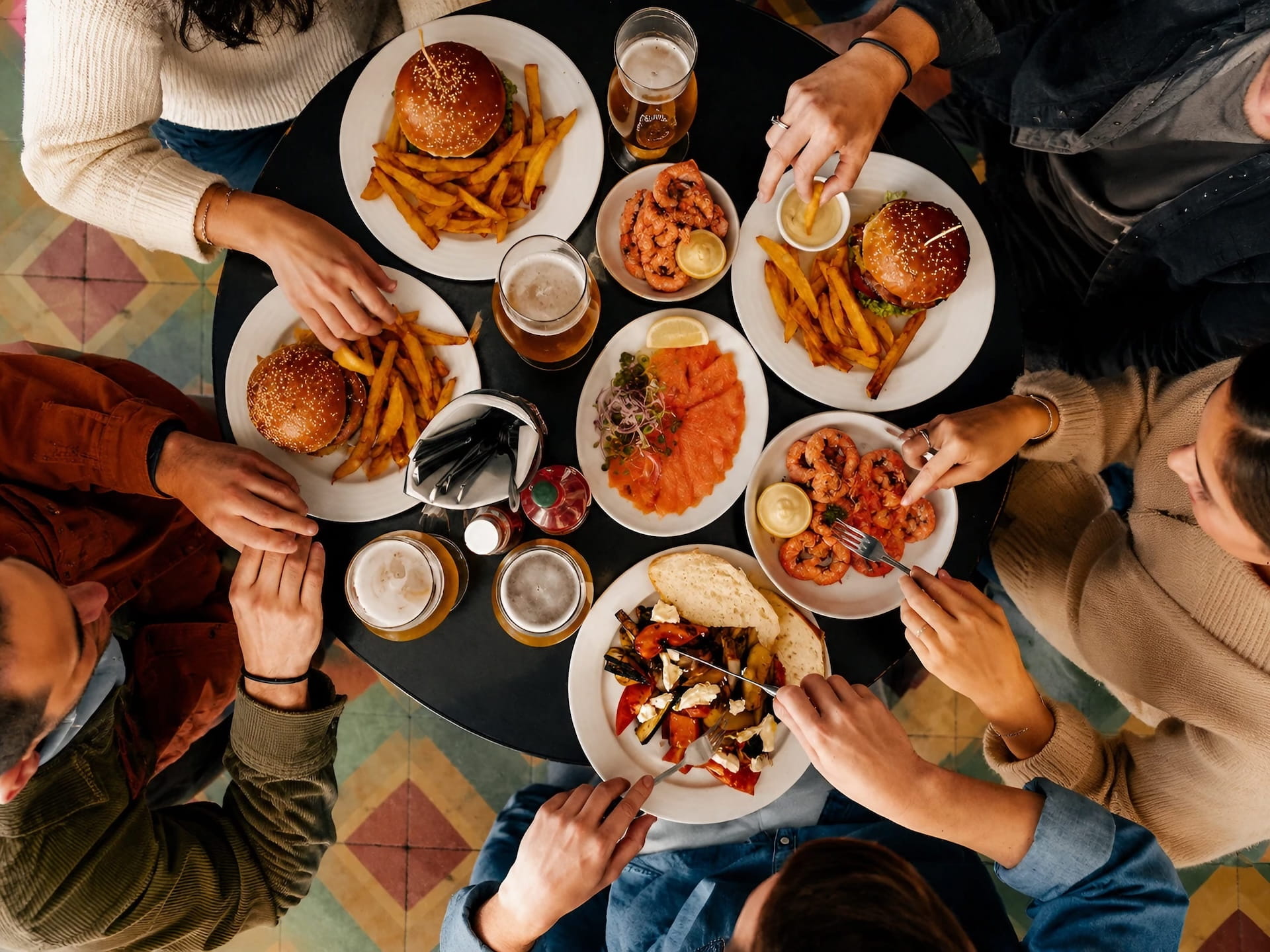 Greenlandic craft beer and Arctic burger tasting spread on the Nuuk Walking Tour